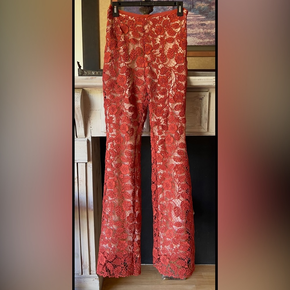 CULT GAIA Kaci Sienna Corded Lace Wide-Leg Pants NWTs Sz 6